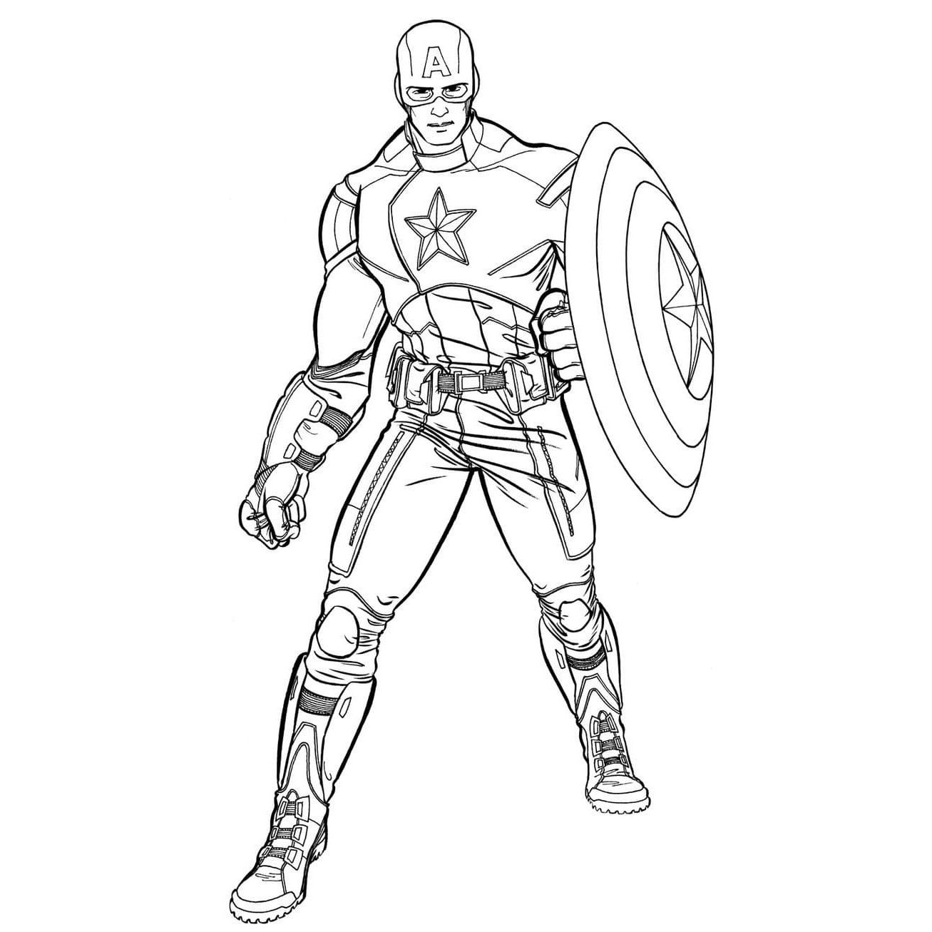 Раскраска Супергерой Капитан Америка