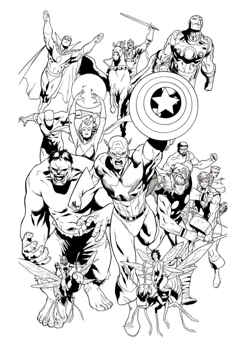 Dibujos de The Avengers para colorear. 100 imágenes para imprimir