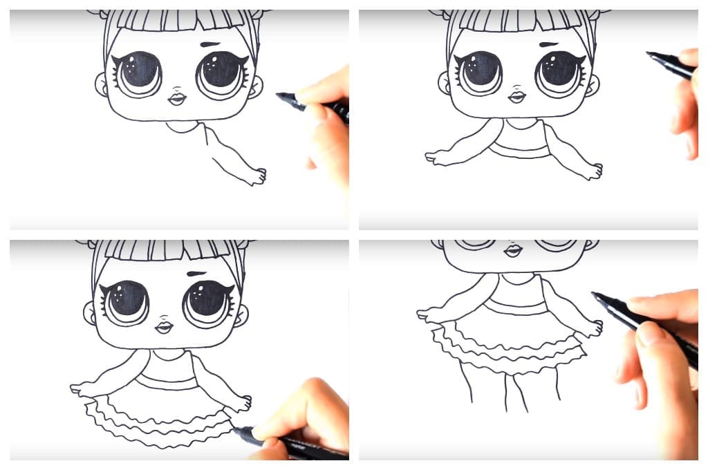 Как нарисовать куклу ЛОЛ поэтапно карандашом. Быстро и легко