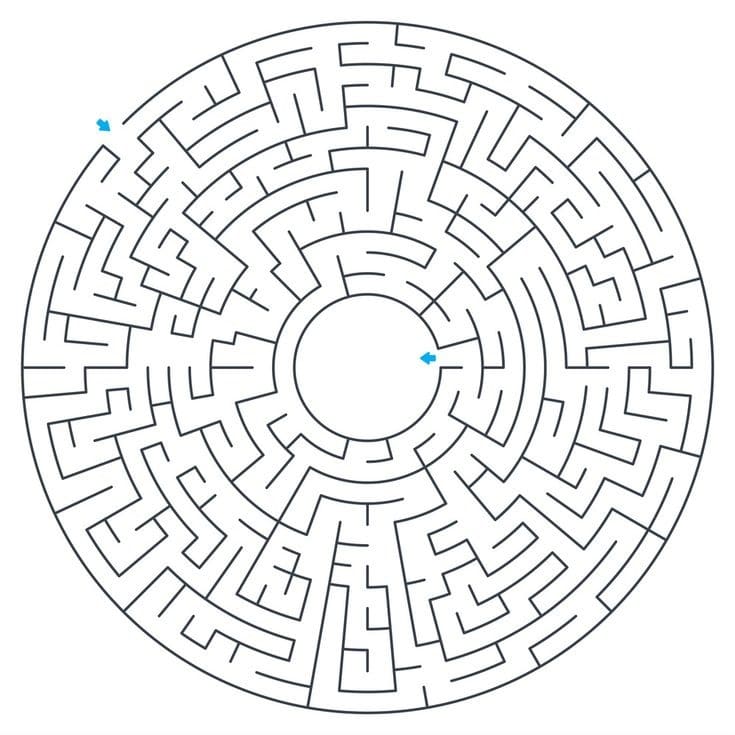 Labirinto Circular para Crianças | Imprima gratuitamente