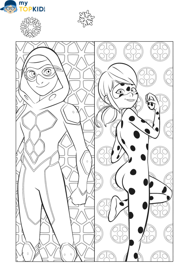 Coloriage Miraculous. Imprimer Ladybug et Chat Noir