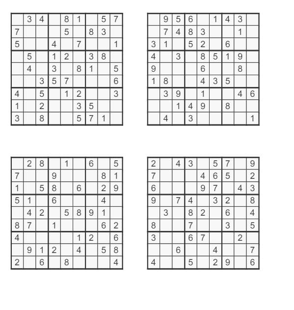 Printable Sudoku Puzzles