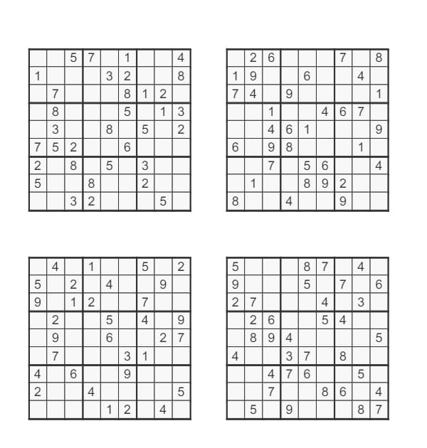 Sudoku para imprimir: Nível fácil, médio, difícil e infantil