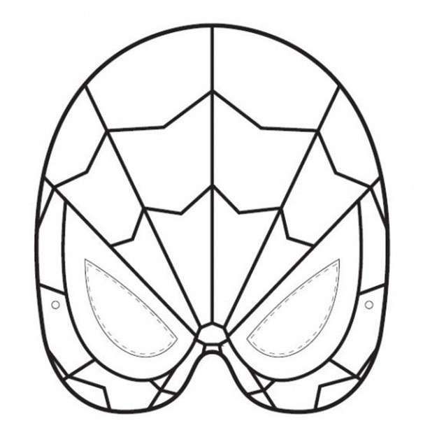 Маска человека паука из бумаги. Распечатайте контур или шаблон