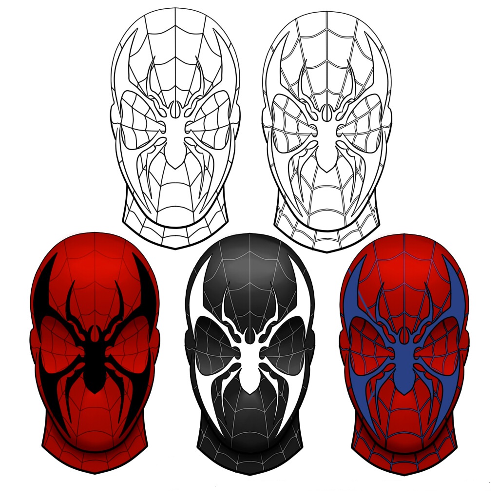 Spiderman-Maske aus Papier. Drucken ausmalbild Spinnenmann maske